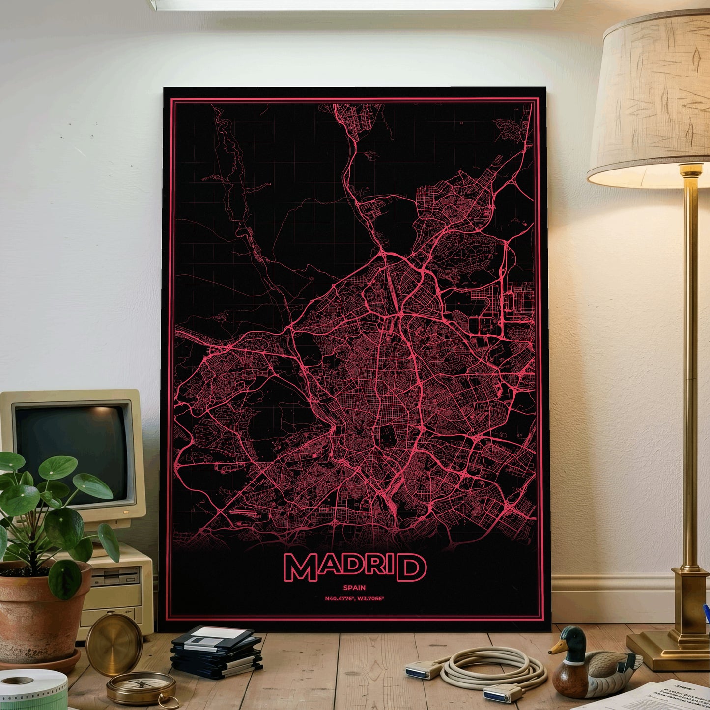 Madrid Phosphor Map Poster - System Alert