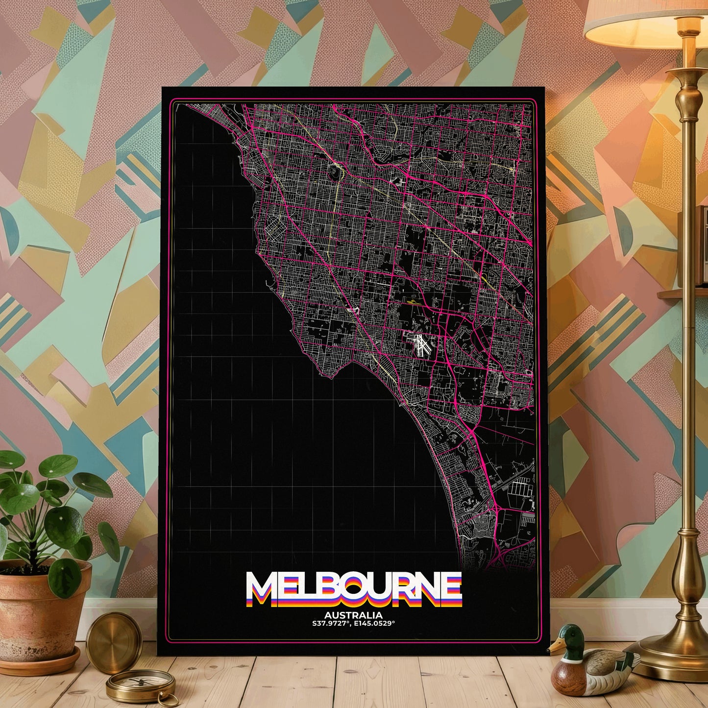 Melbourne Retro Map Poster