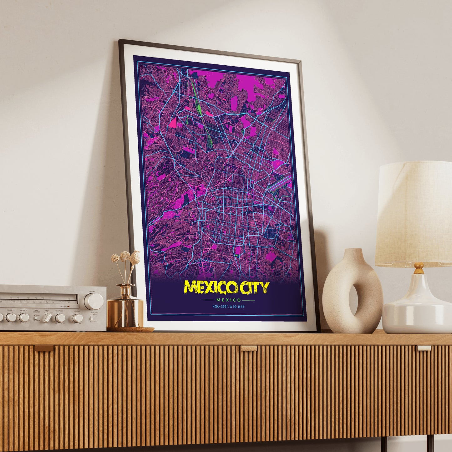 Mexico City Cyberpunk Map Poster
