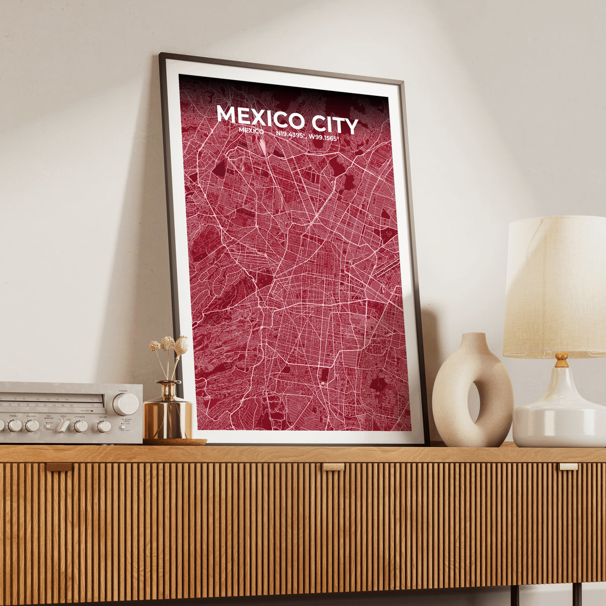 Mexico City Garnet Map Poster