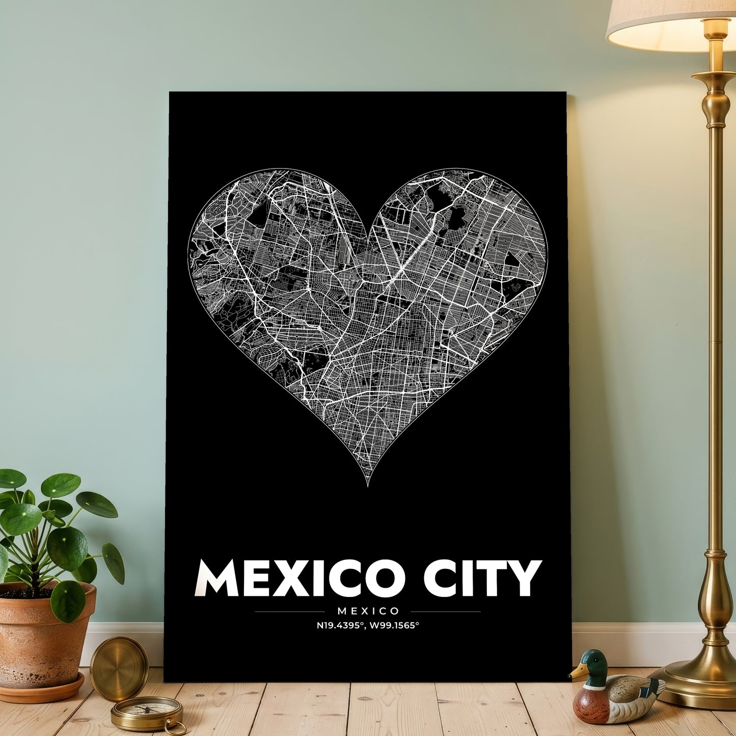Mexico City Heart Map Poster