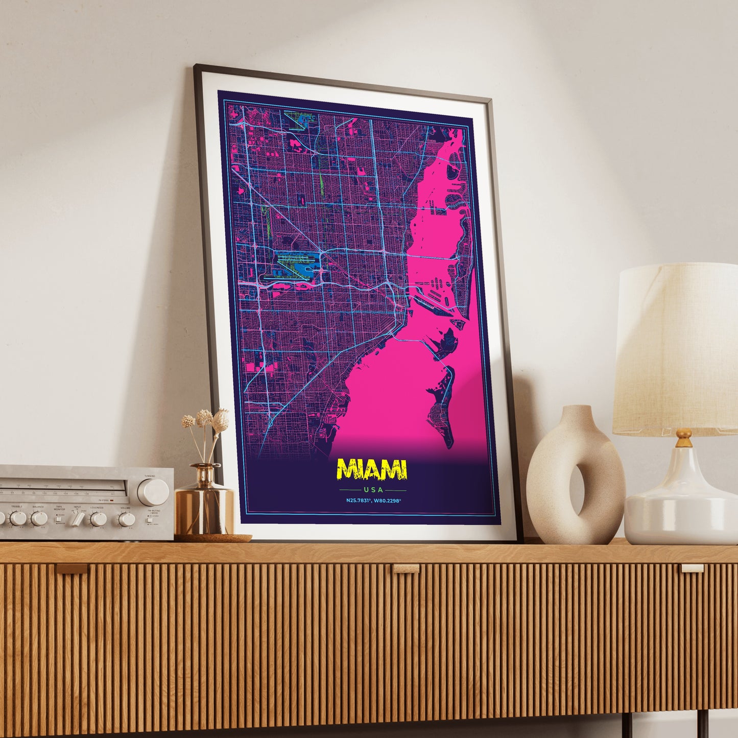 Miami Cyberpunk Map Poster