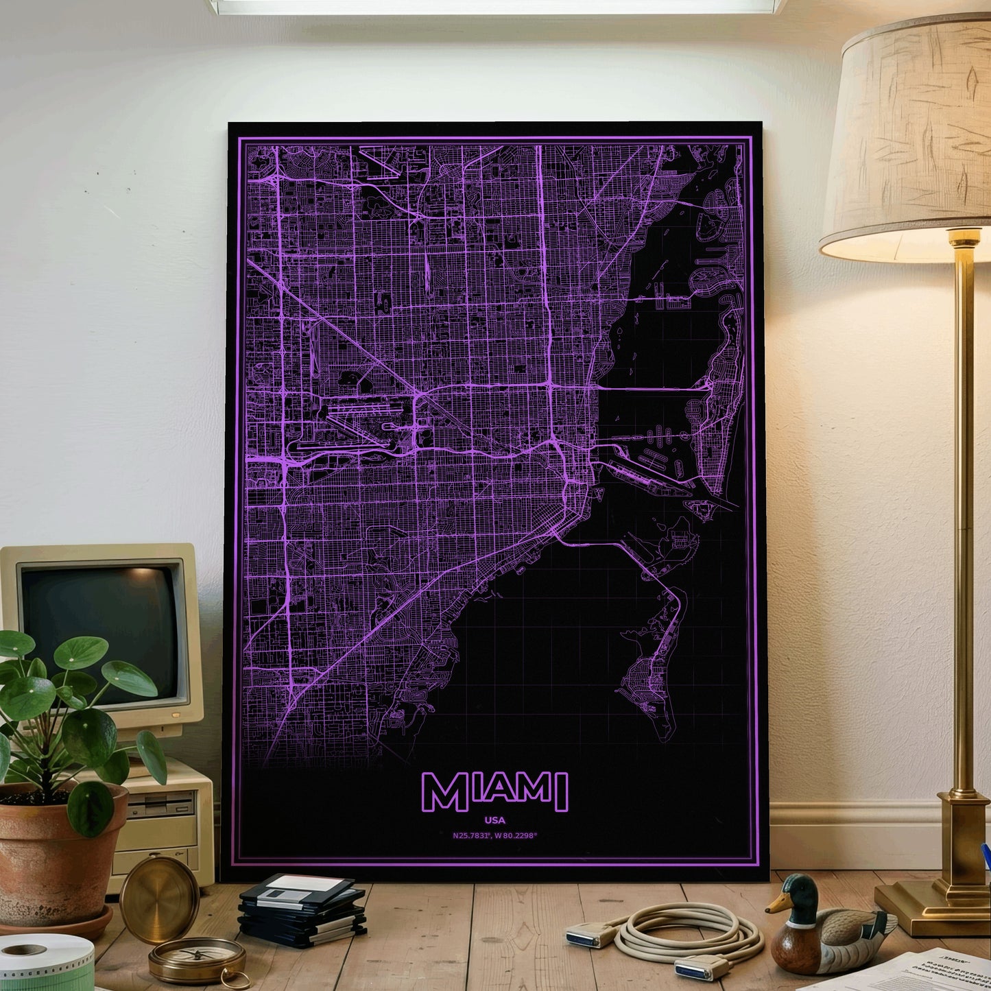 Miami Phosphor Map Poster - EGA Violet