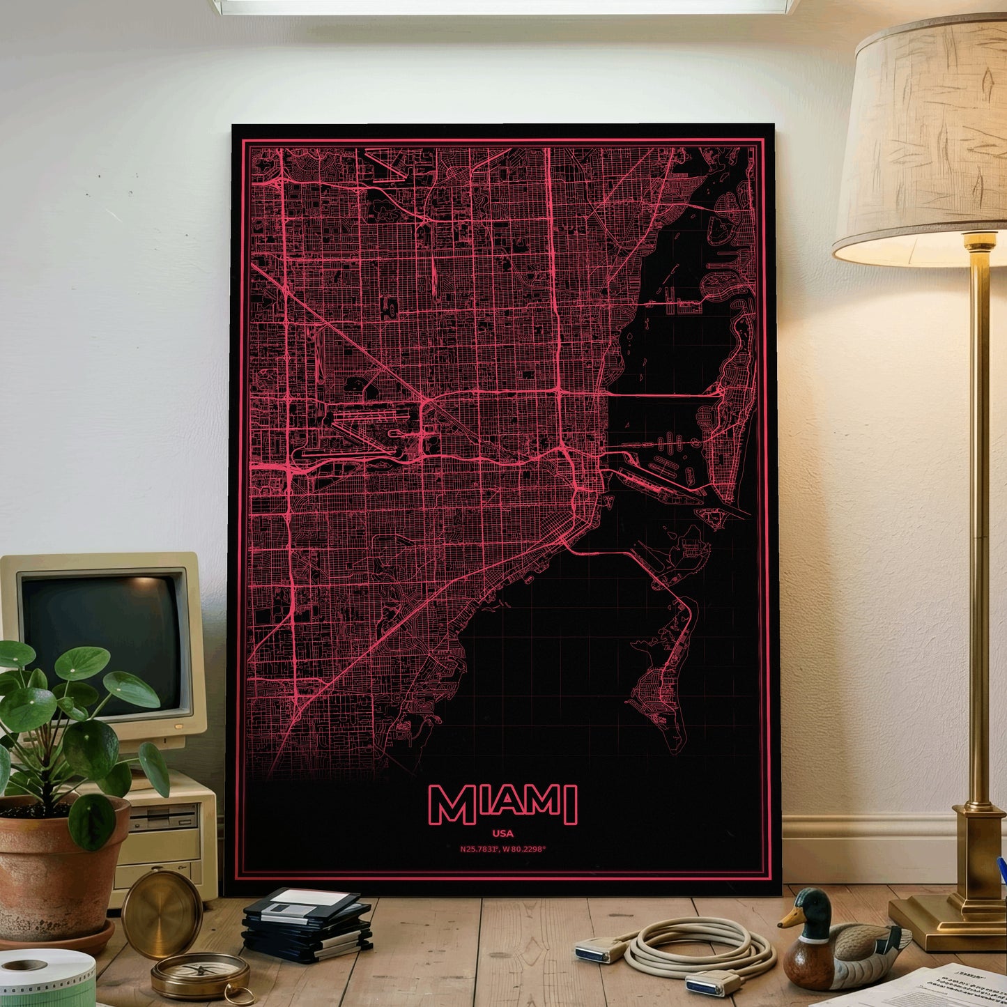 Miami Phosphor Map Poster - System Alert