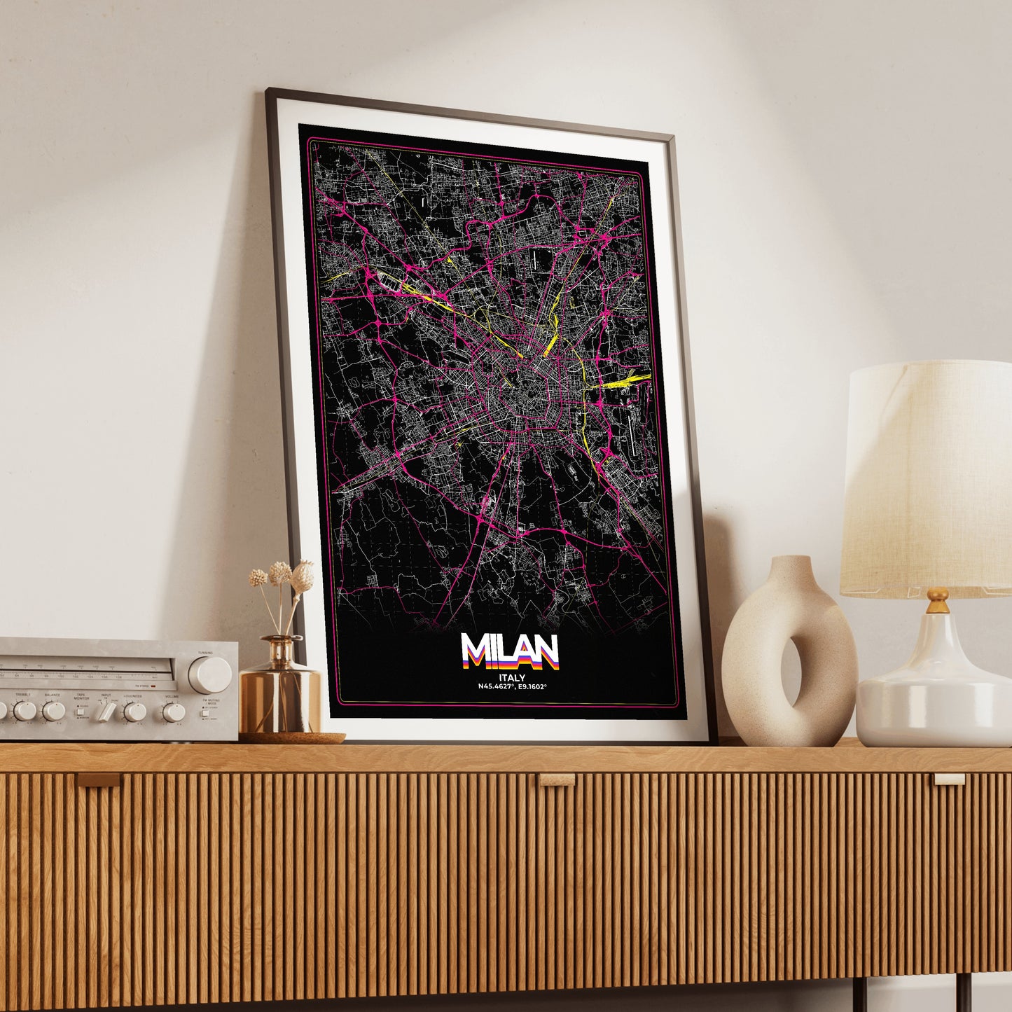 Milan Retro Map Poster