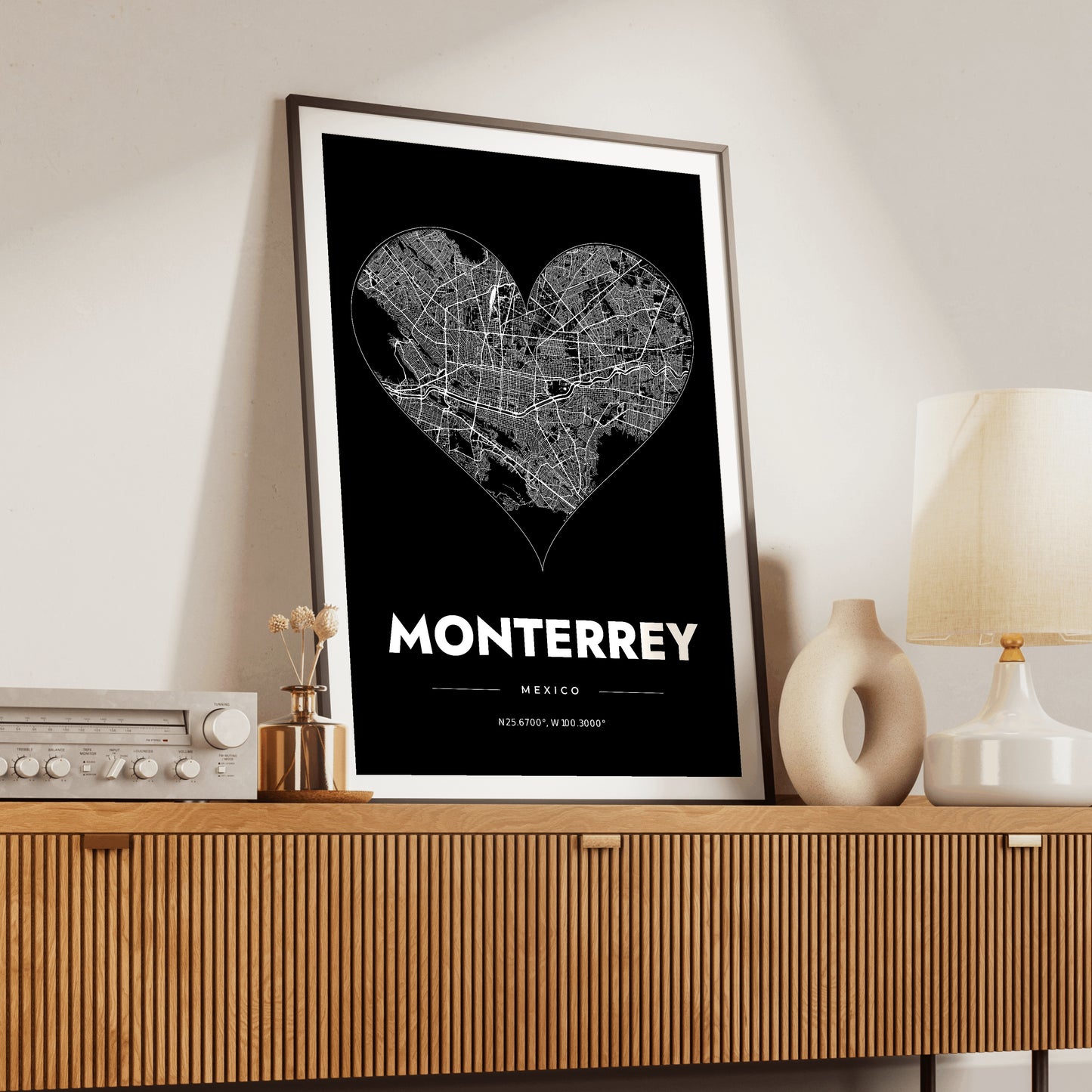 Monterrey Heart Map Poster
