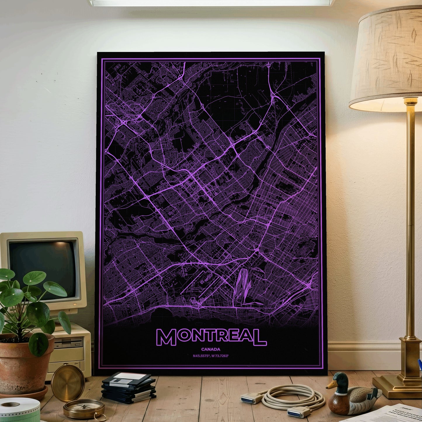 Montreal Phosphor Map Poster - EGA Violet
