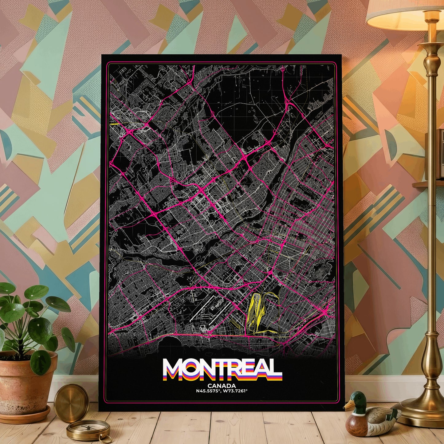 Montreal Retro Map Poster