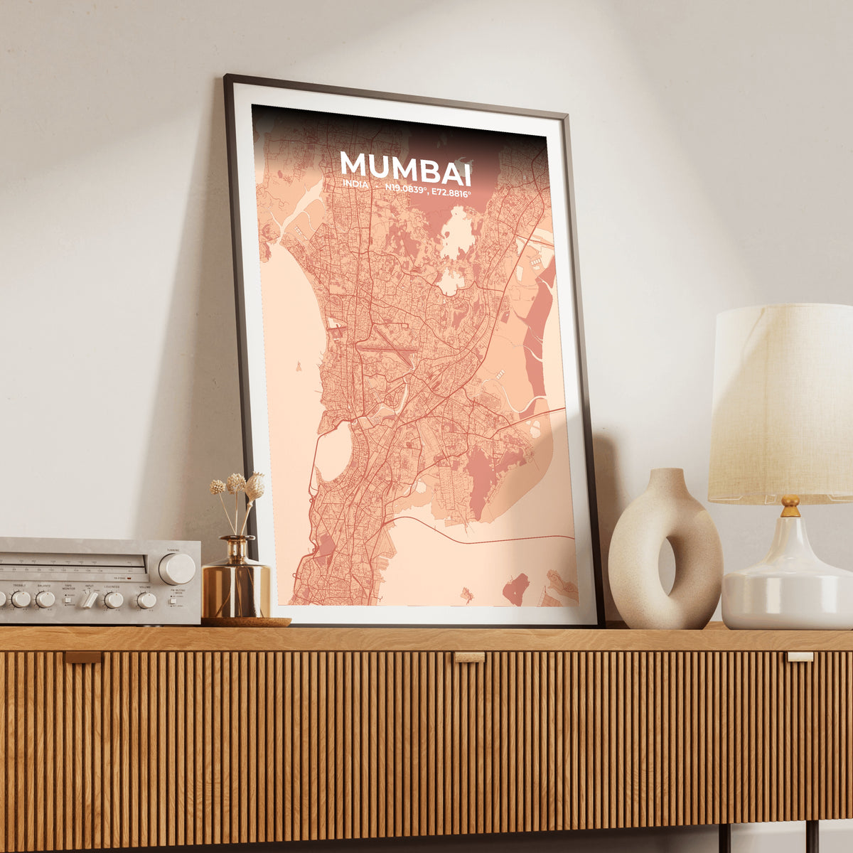 Mumbai Blush Map Poster