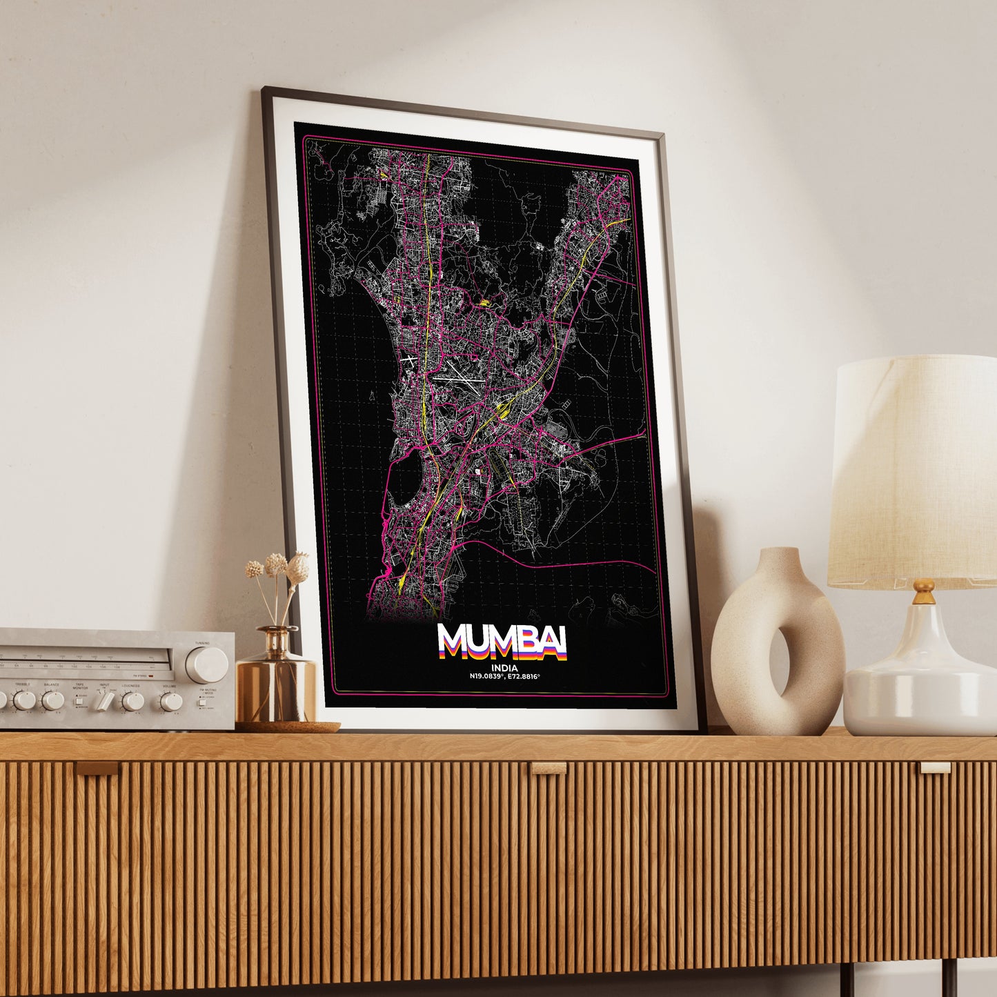 Mumbai Retro Map Poster