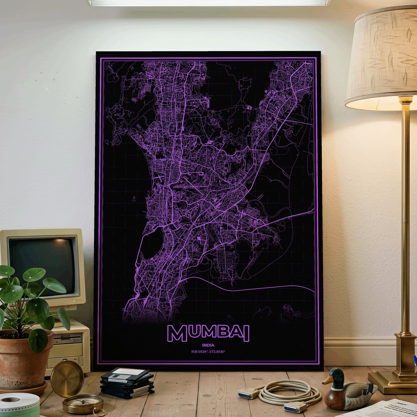 Mumbai Phosphor Map Poster - EGA Violet
