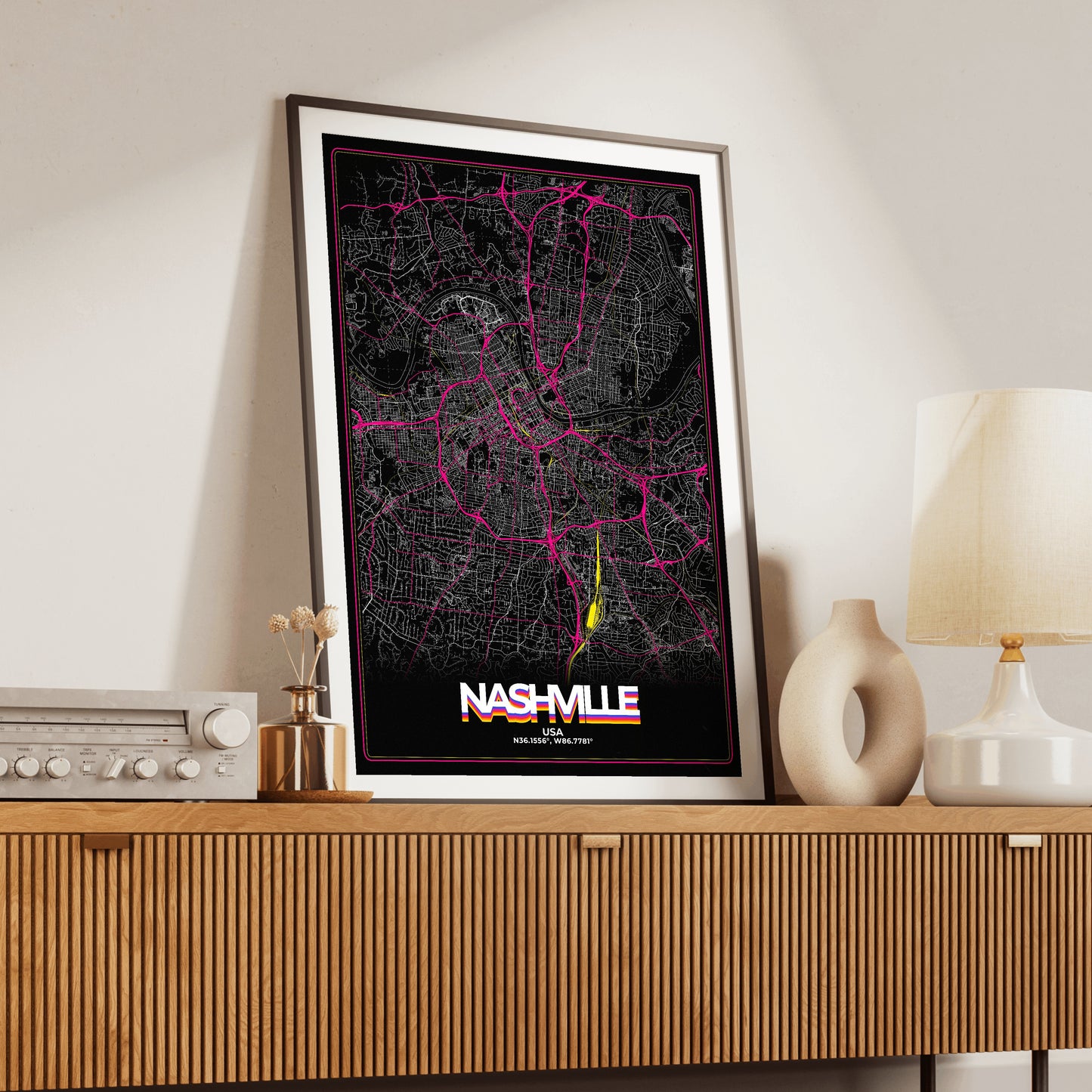 Nashville Retro Map Poster