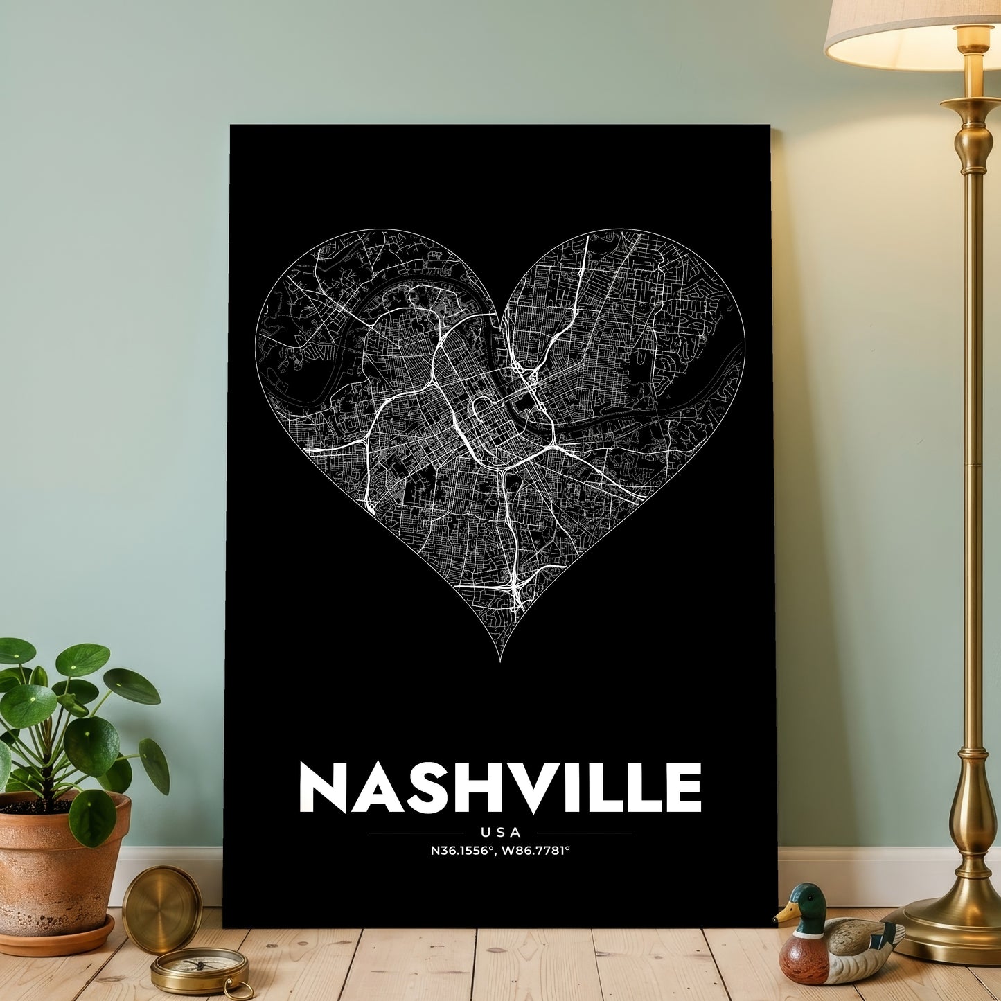 Nashville Heart Map Poster