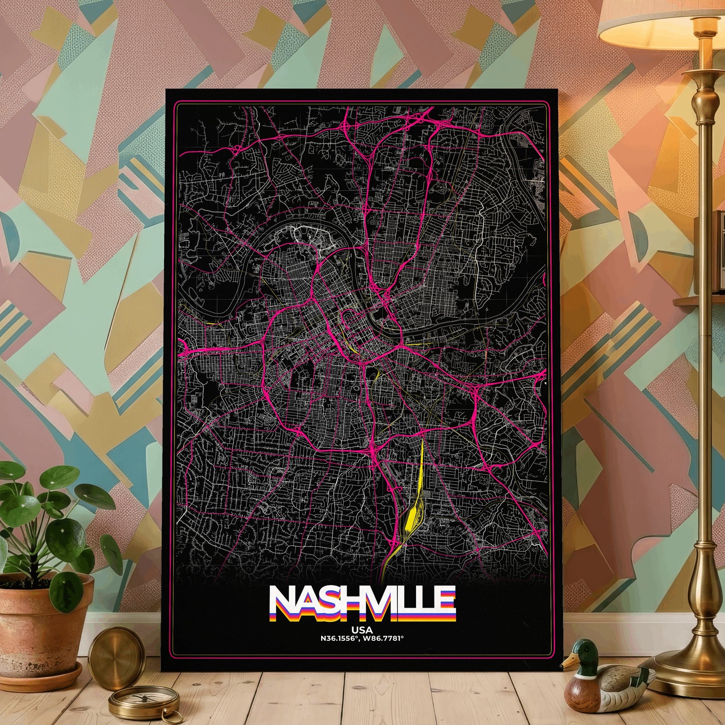 Nashville Retro Map Poster