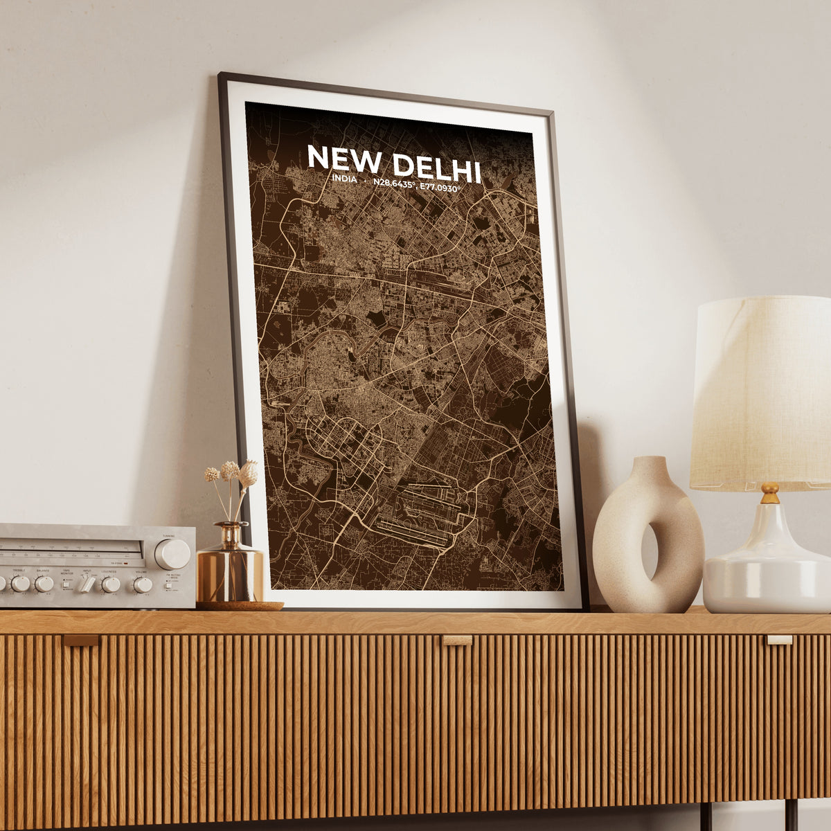 New Delhi Plum Map Poster