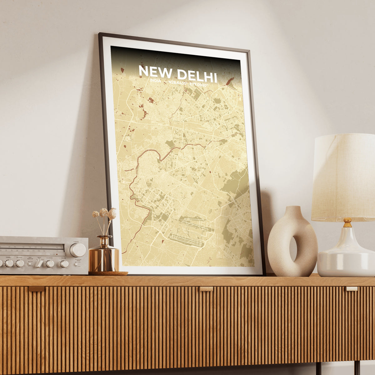New Delhi Ember Map Poster