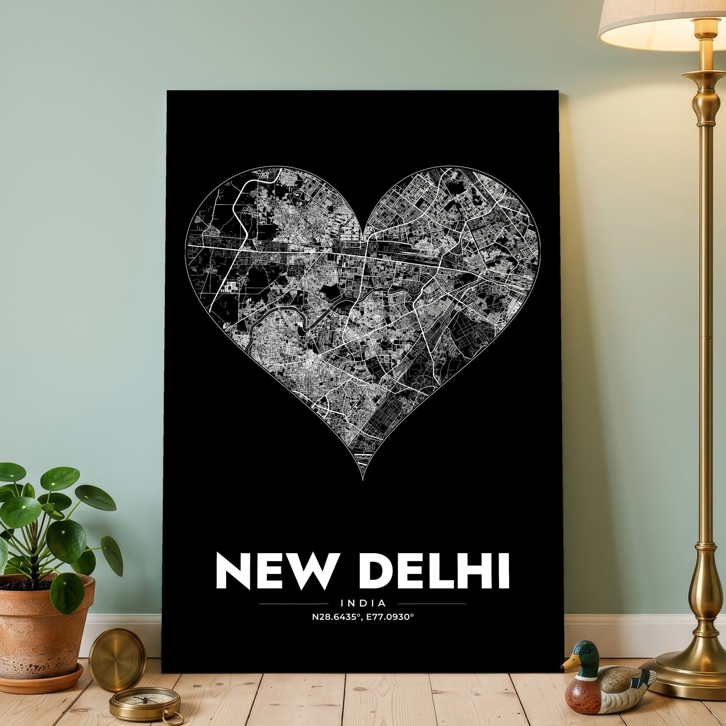 New Delhi Heart Map Poster