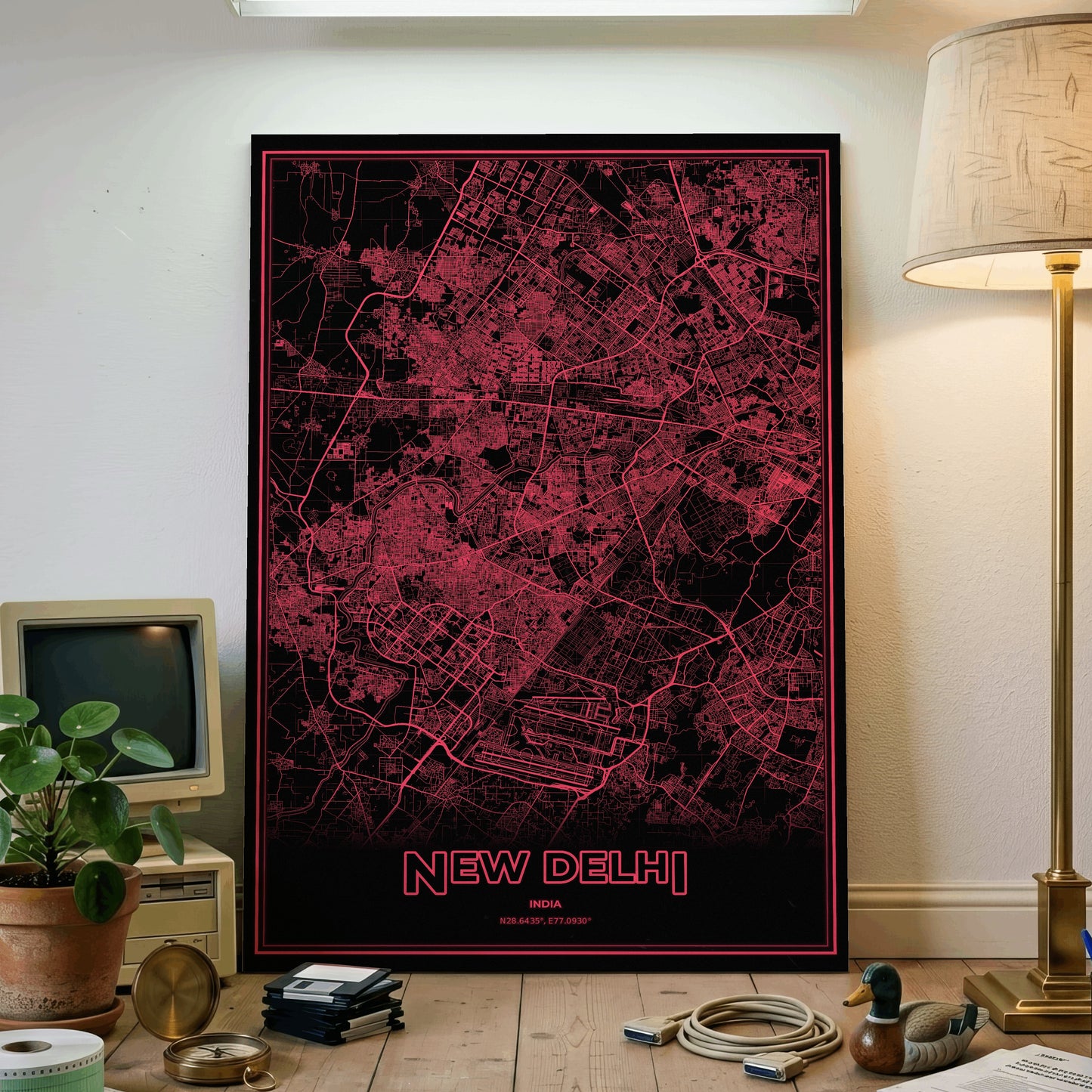 New Delhi Phosphor Map Poster - System Alert