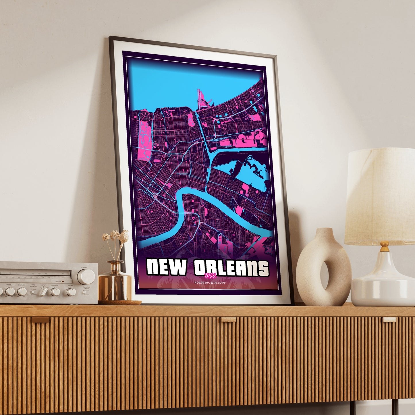 New Orleans GTA Map Poster