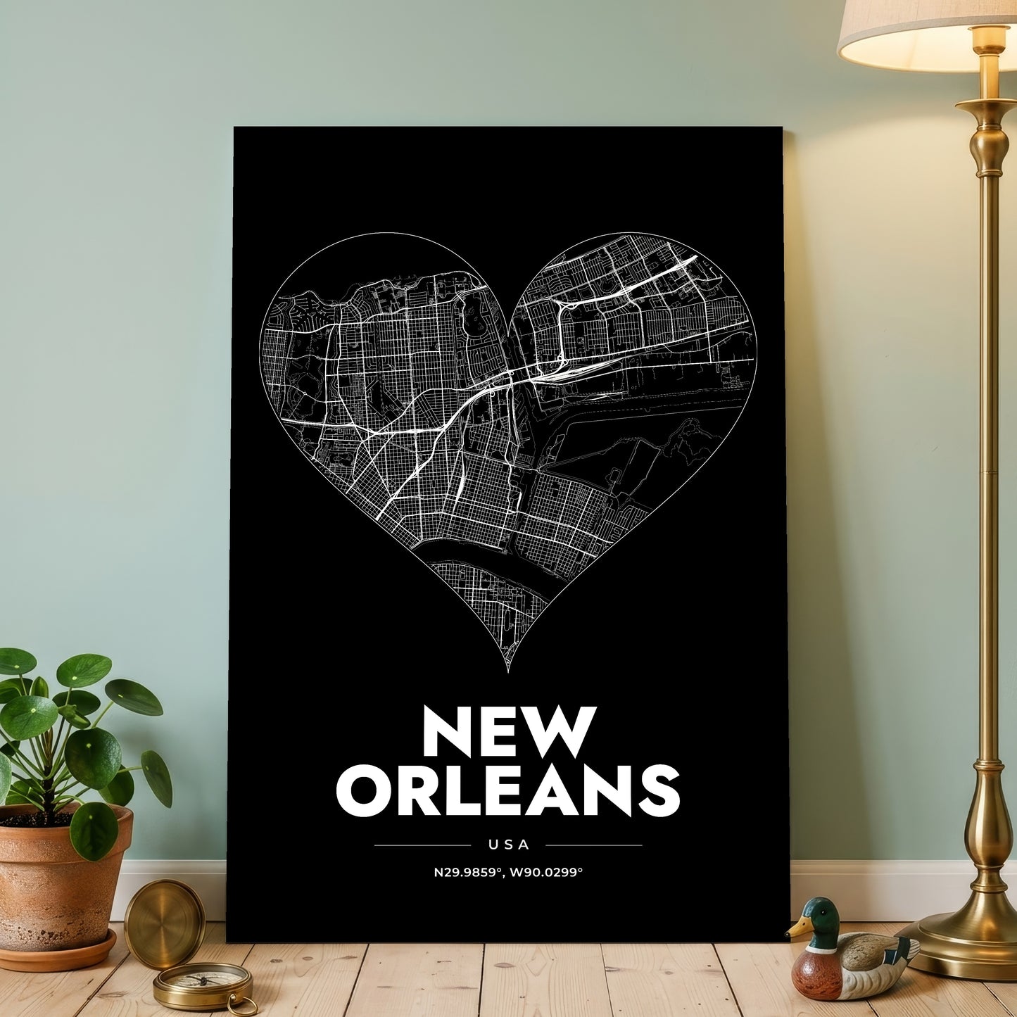 New Orleans Heart Map Poster
