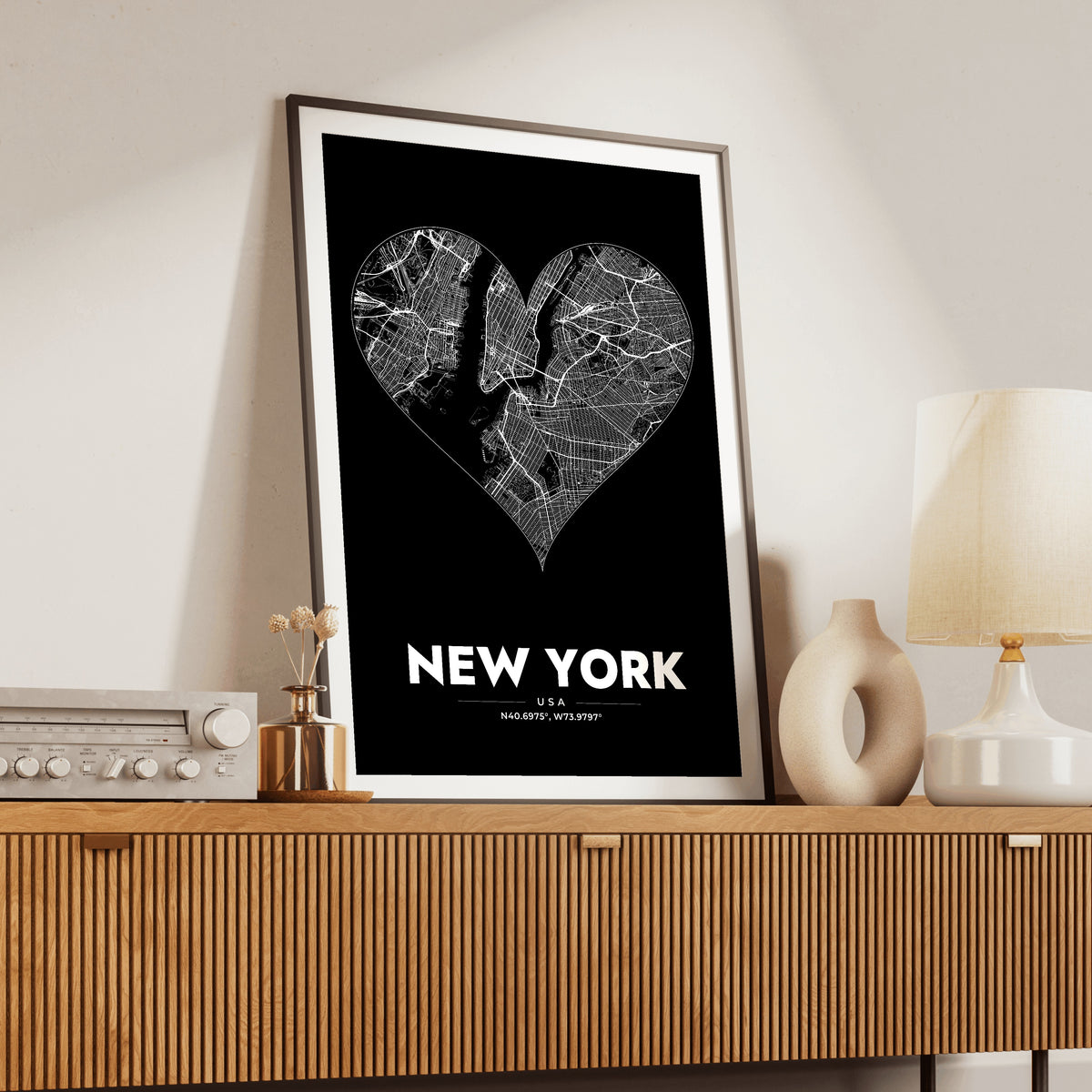 New York Heart Map Poster
