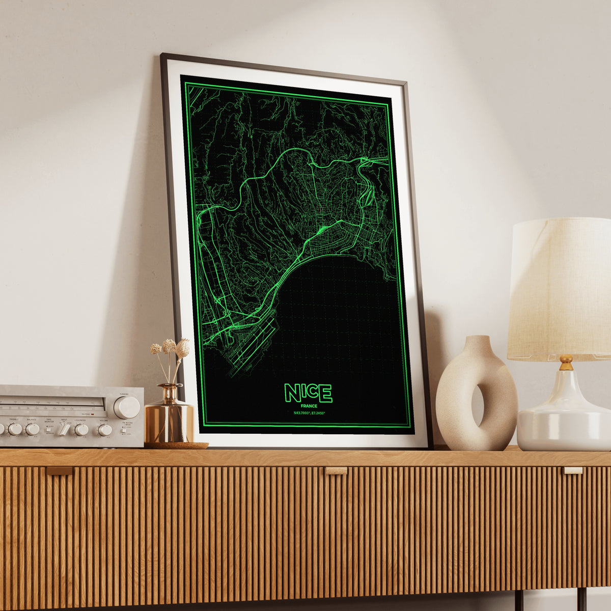 Nice Phosphor Map Poster - Phosphor Green