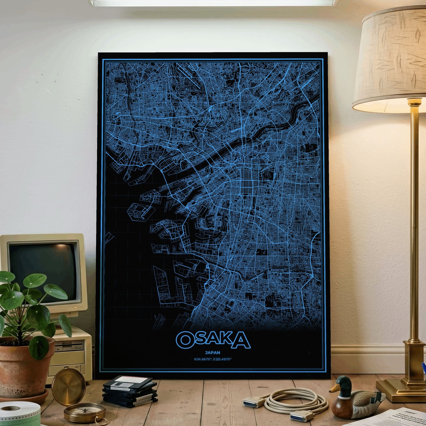 Osaka Phosphor Map Poster - IBM Blue