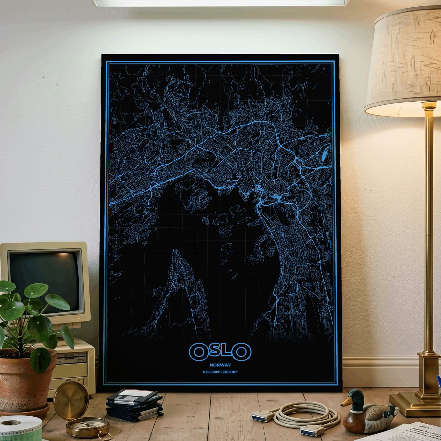 Oslo Phosphor Map Poster - IBM Blue