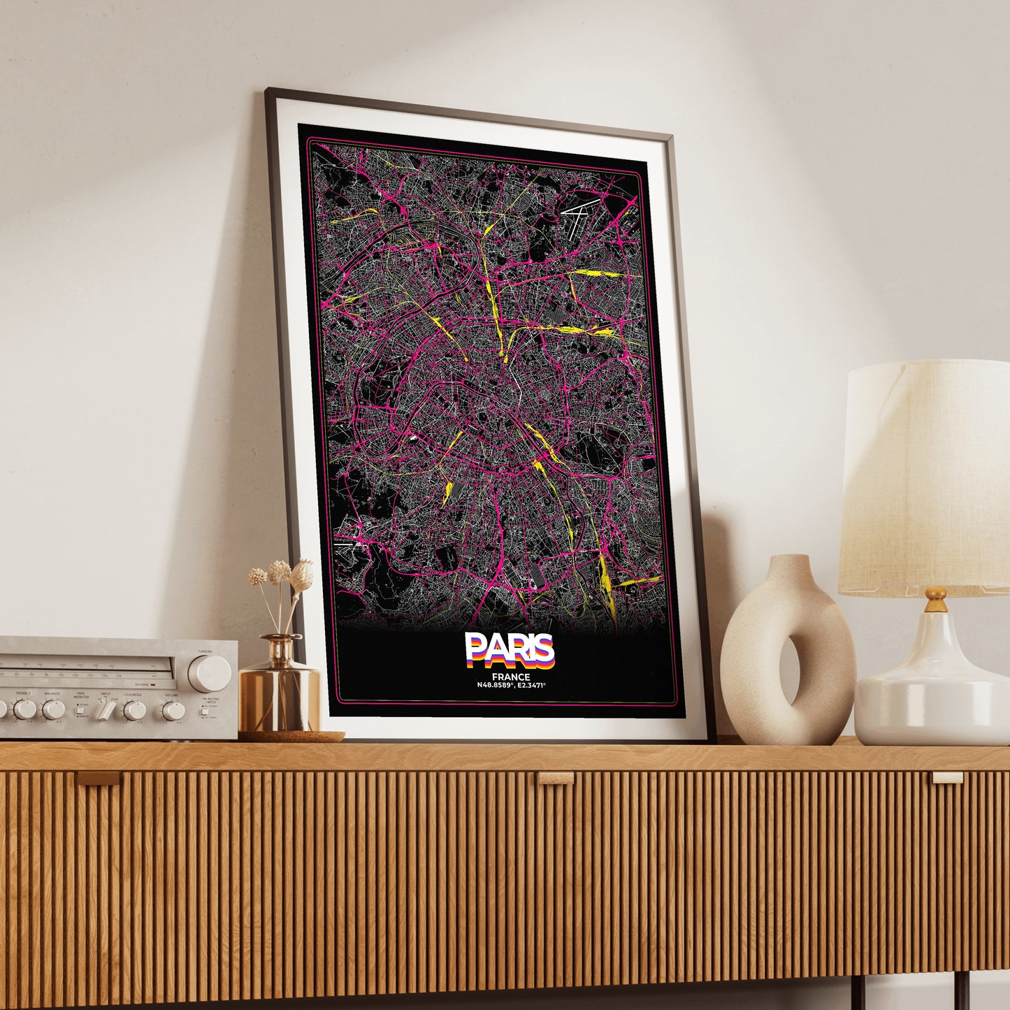 Paris Retro Map Poster
