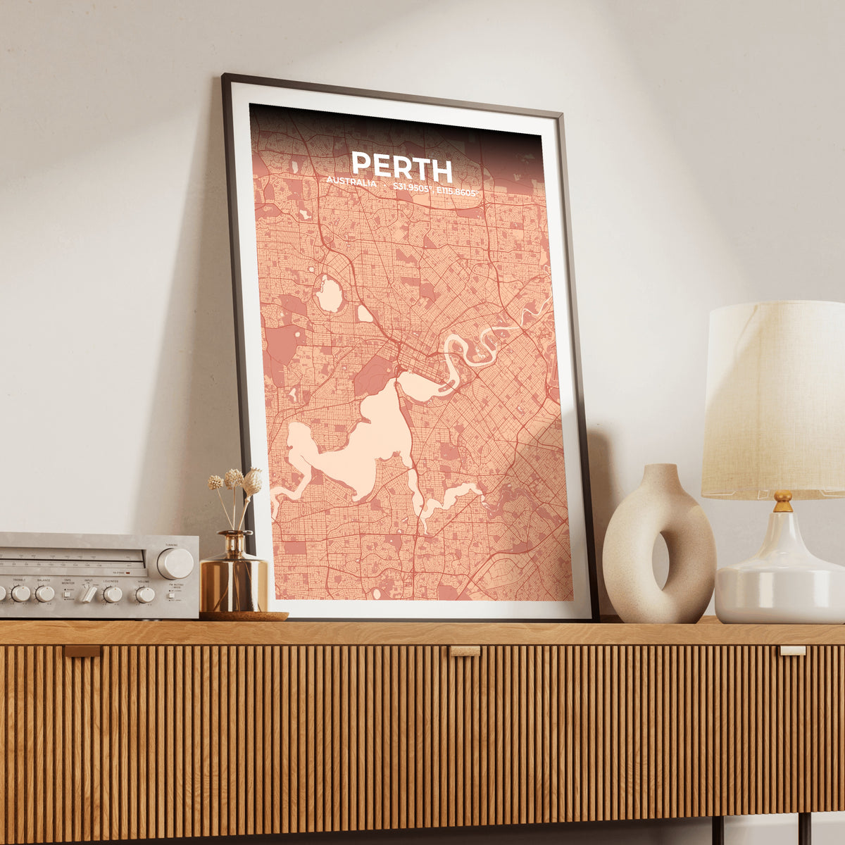 Perth Blush Map Poster