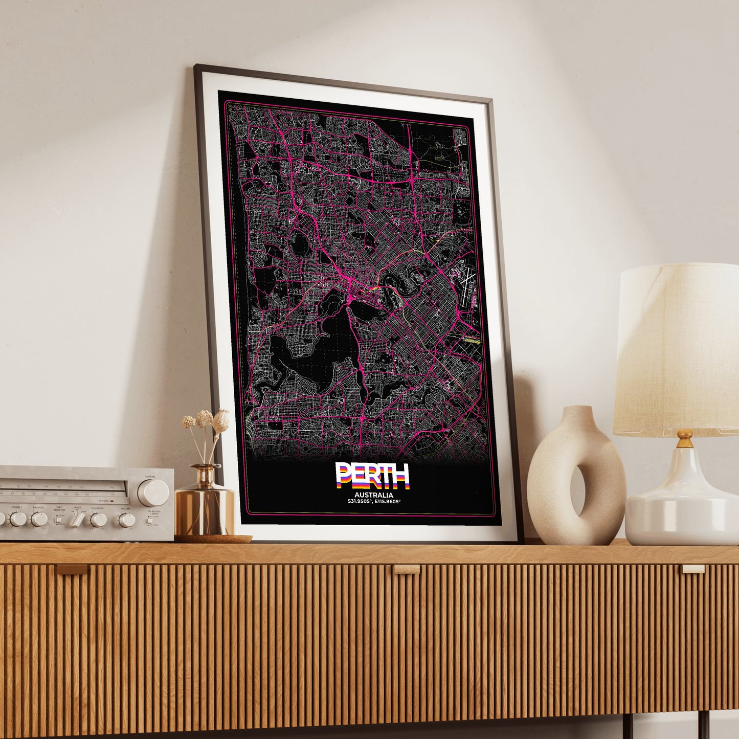 Perth Retro Map Poster