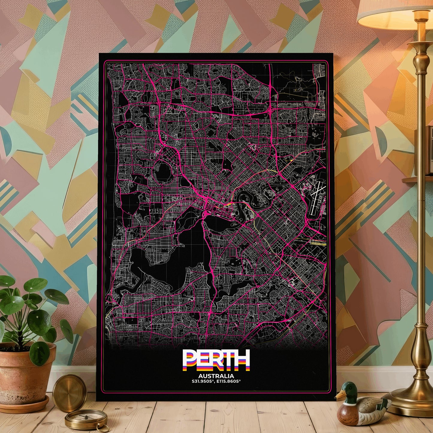 Perth Retro Map Poster