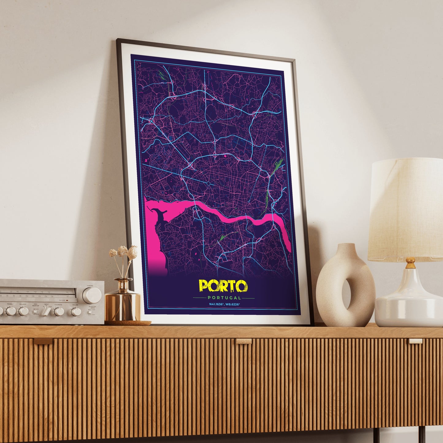 Porto Cyberpunk Map Poster