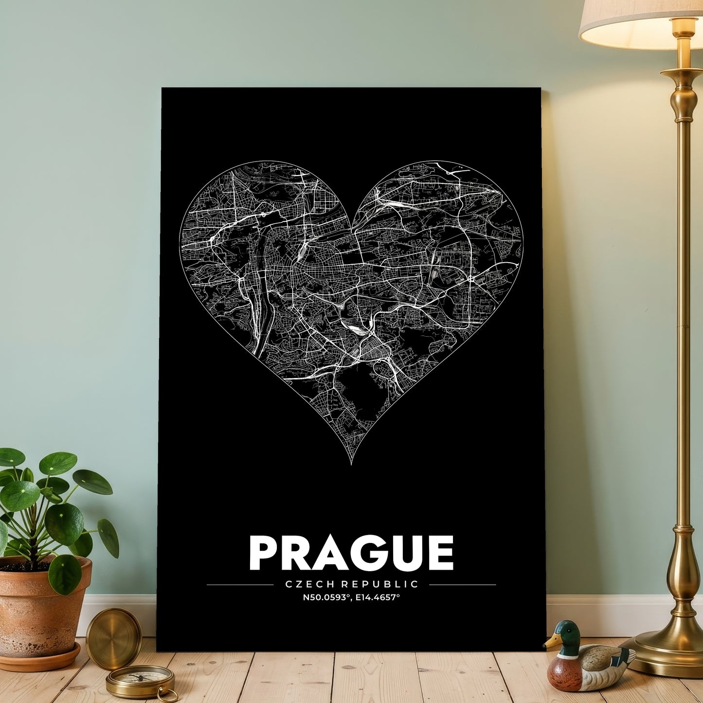 Prague Heart Map Poster