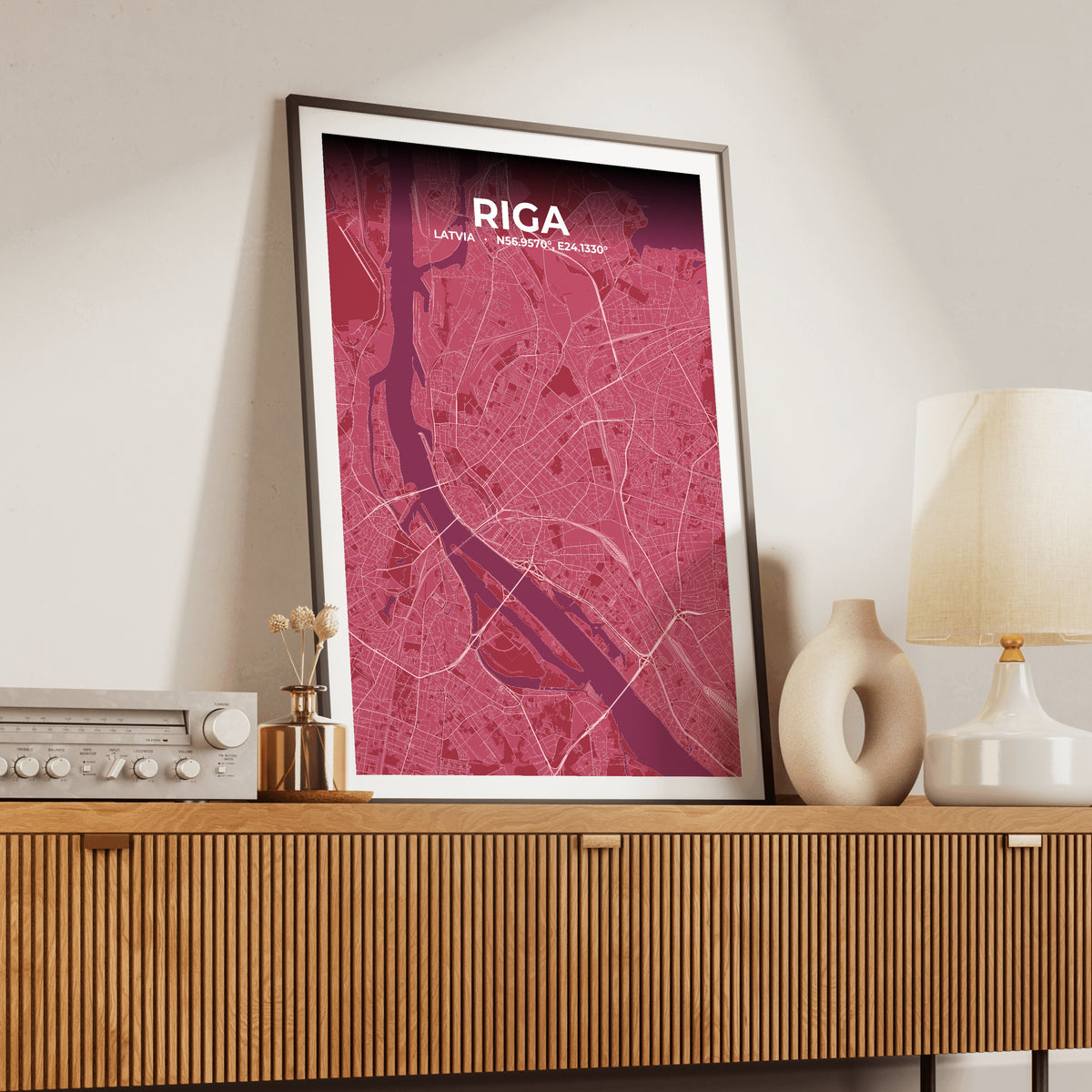 Riga Scarlet Map Poster