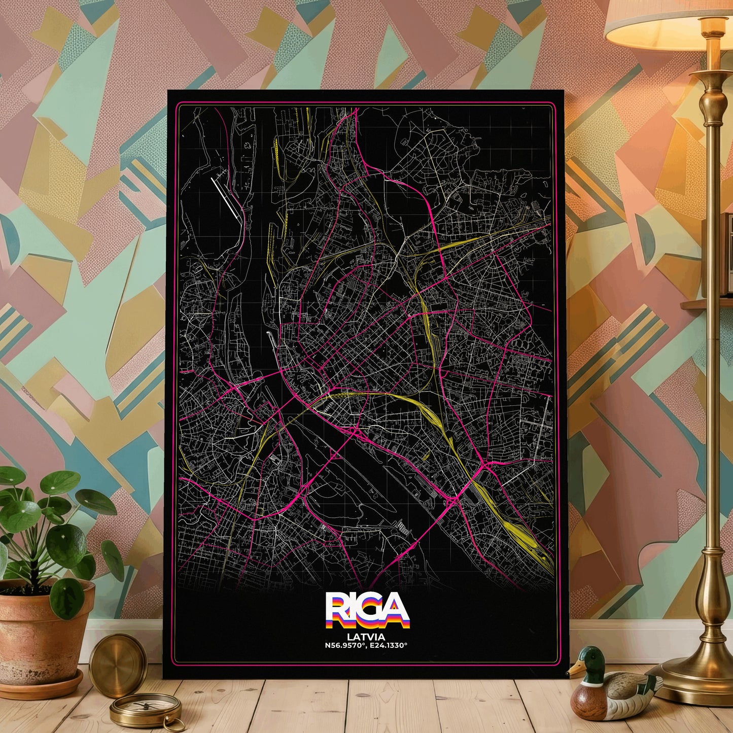 Riga Retro Map Poster