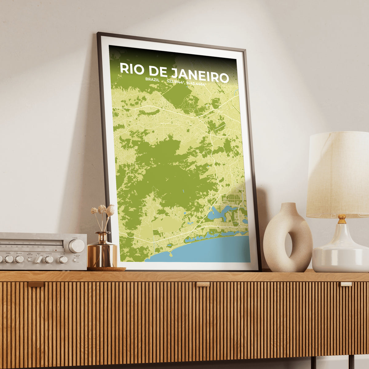 Rio de Janeiro Fern Map Poster