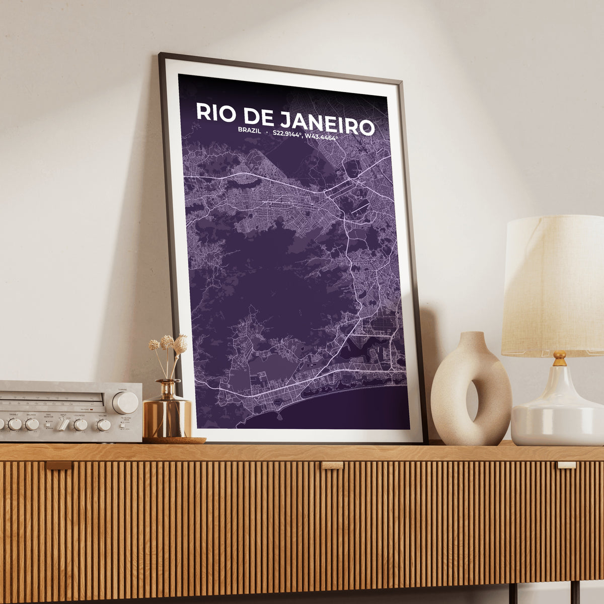 Rio de Janeiro Dusk Map Poster