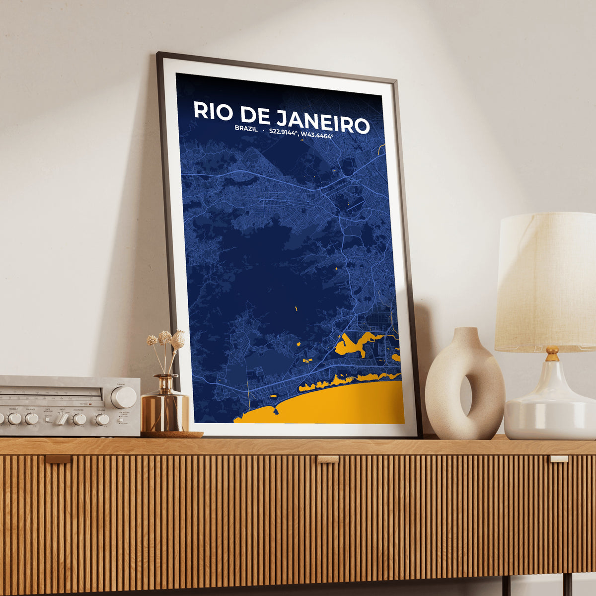 Rio de Janeiro Ink Map Poster