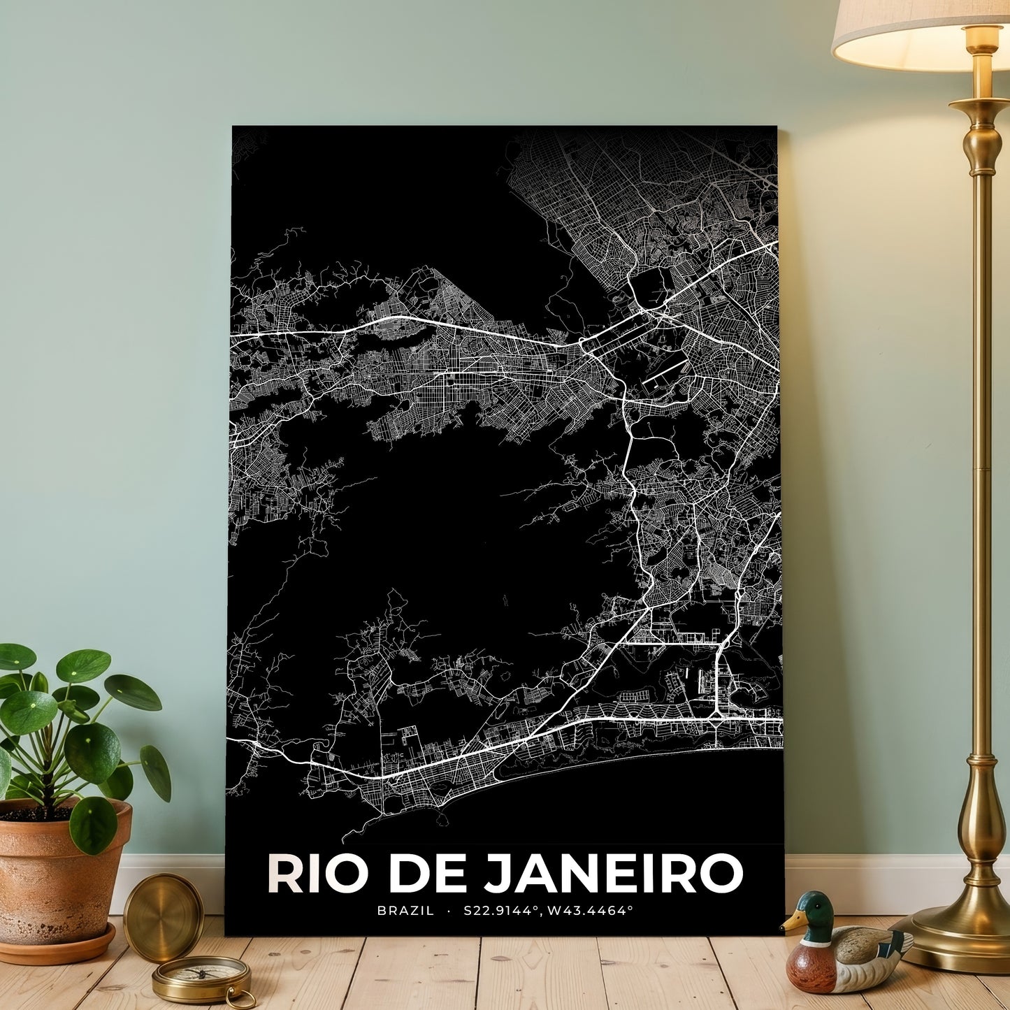 Rio de Janeiro Elegant Map Poster