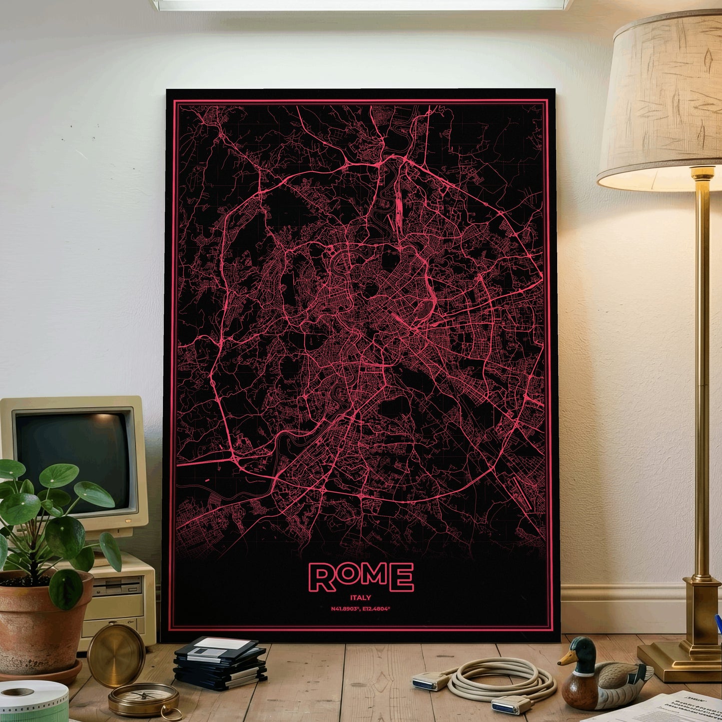 Rome Phosphor Map Poster - System Alert