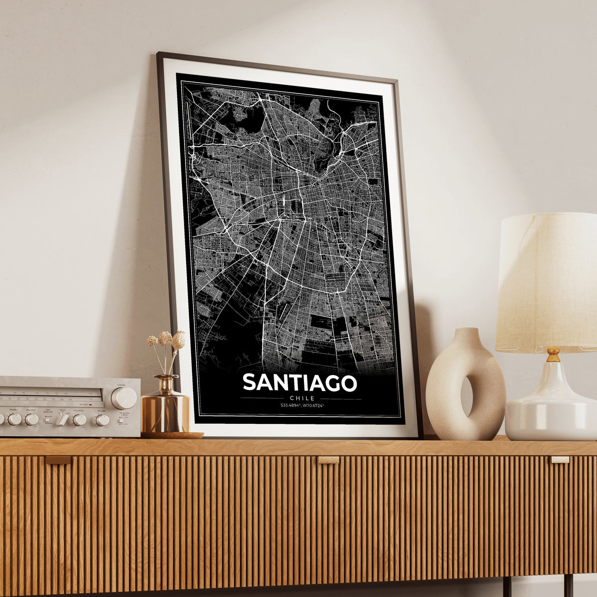 Santiago Modern Map Poster