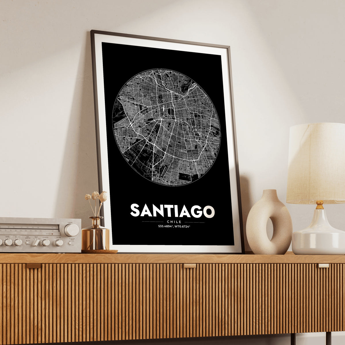 Santiago Spot Map Poster