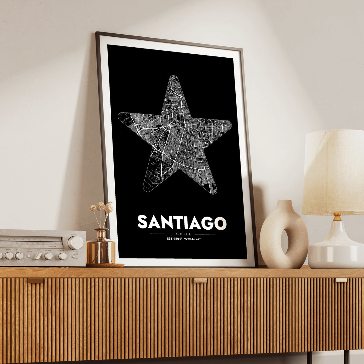 Santiago Star Map Poster