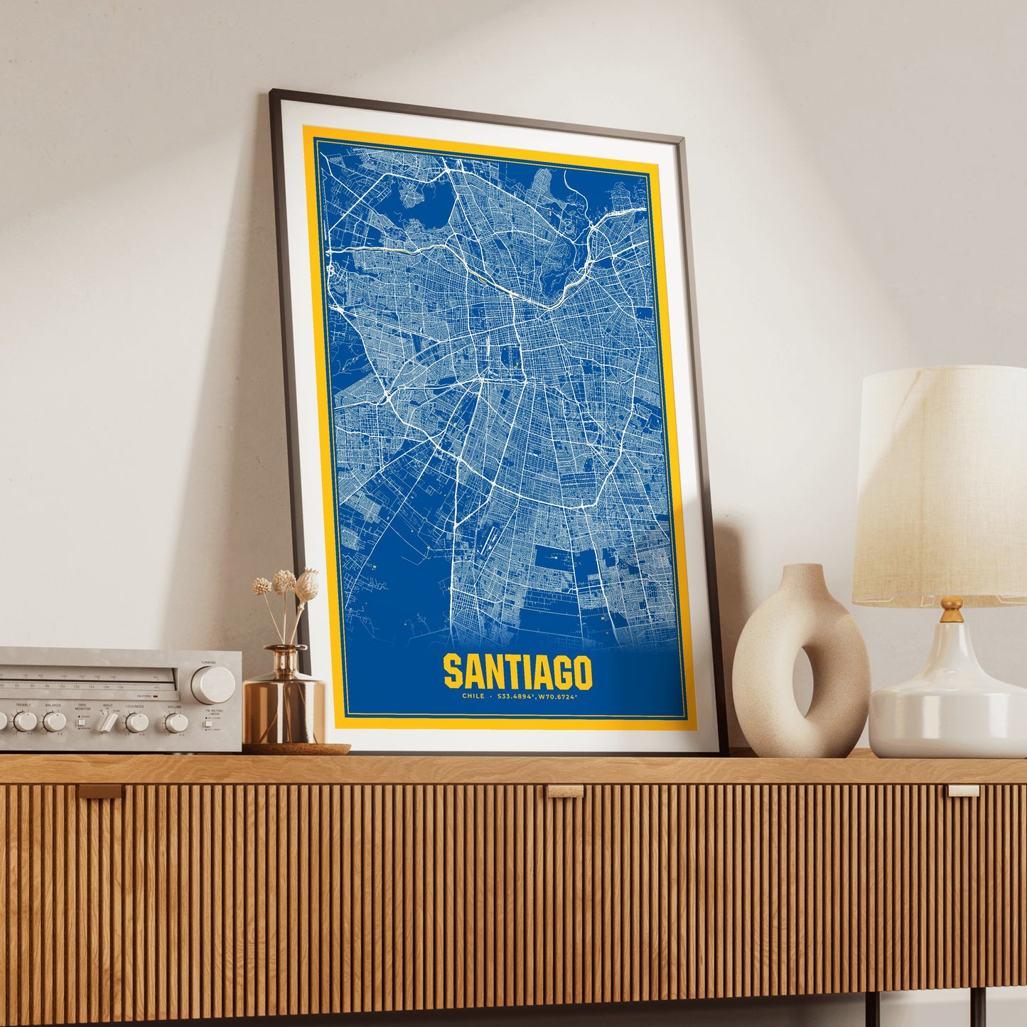 Santiago Blockbuster Map Poster