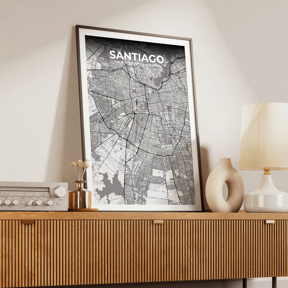 Santiago Ash Map Poster