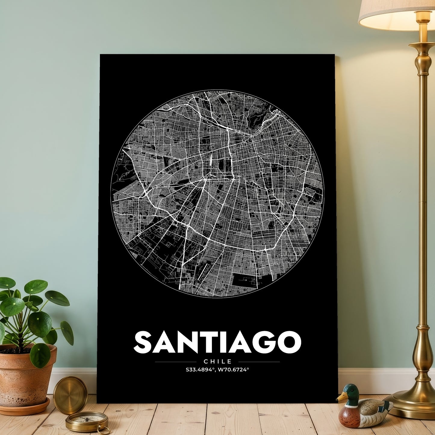 Santiago Spot Map Poster