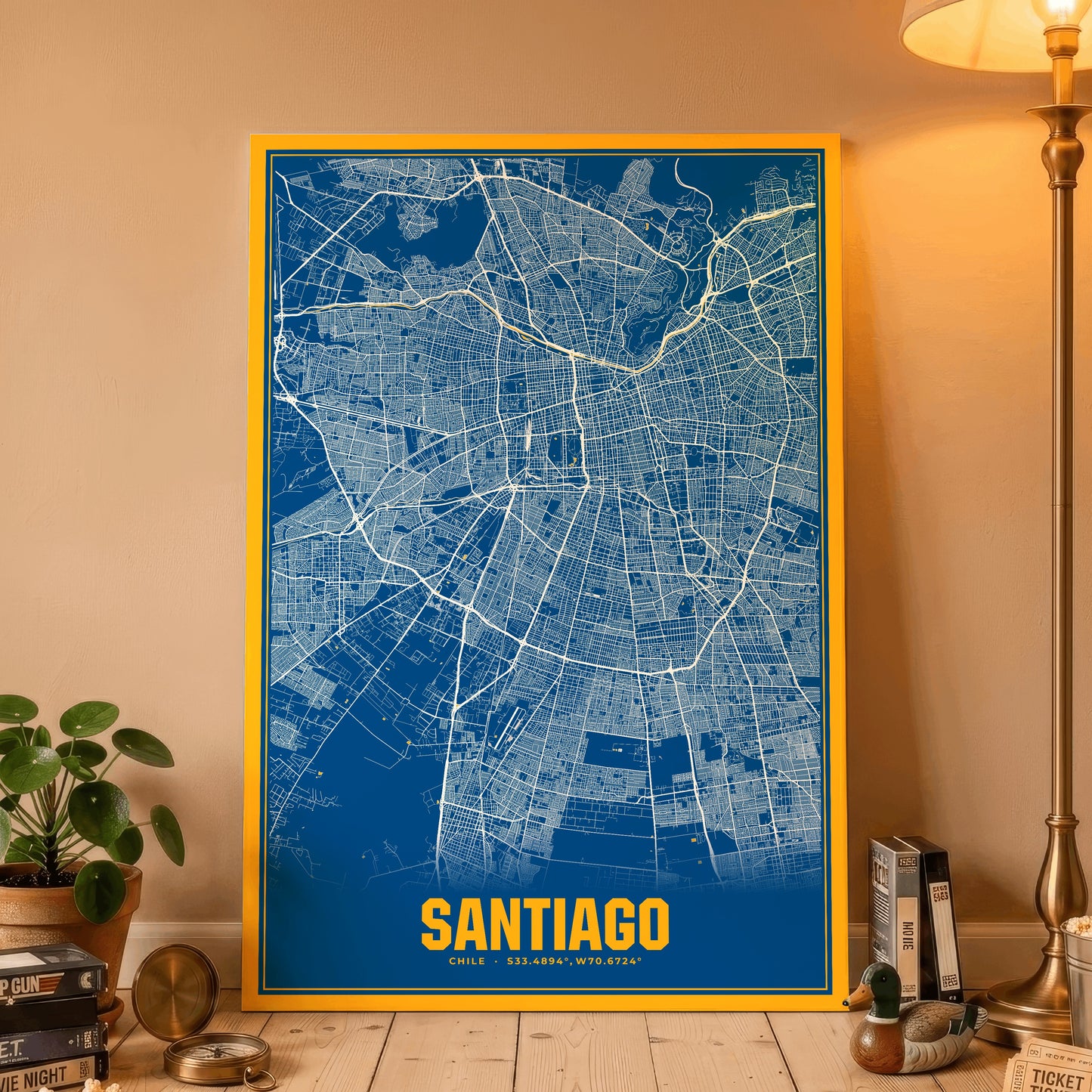 Santiago Blockbuster Map Poster