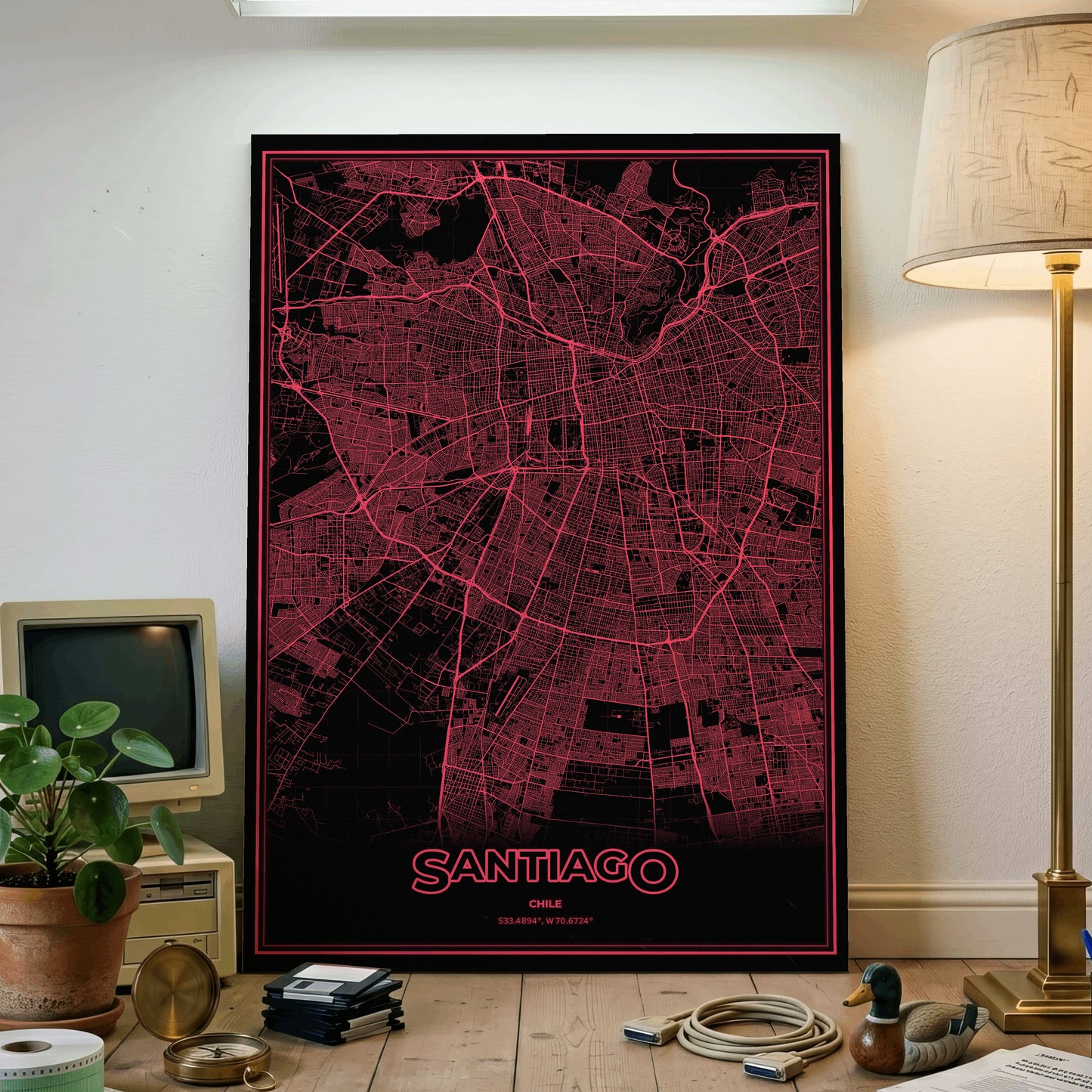 Santiago Phosphor Map Poster - System Alert