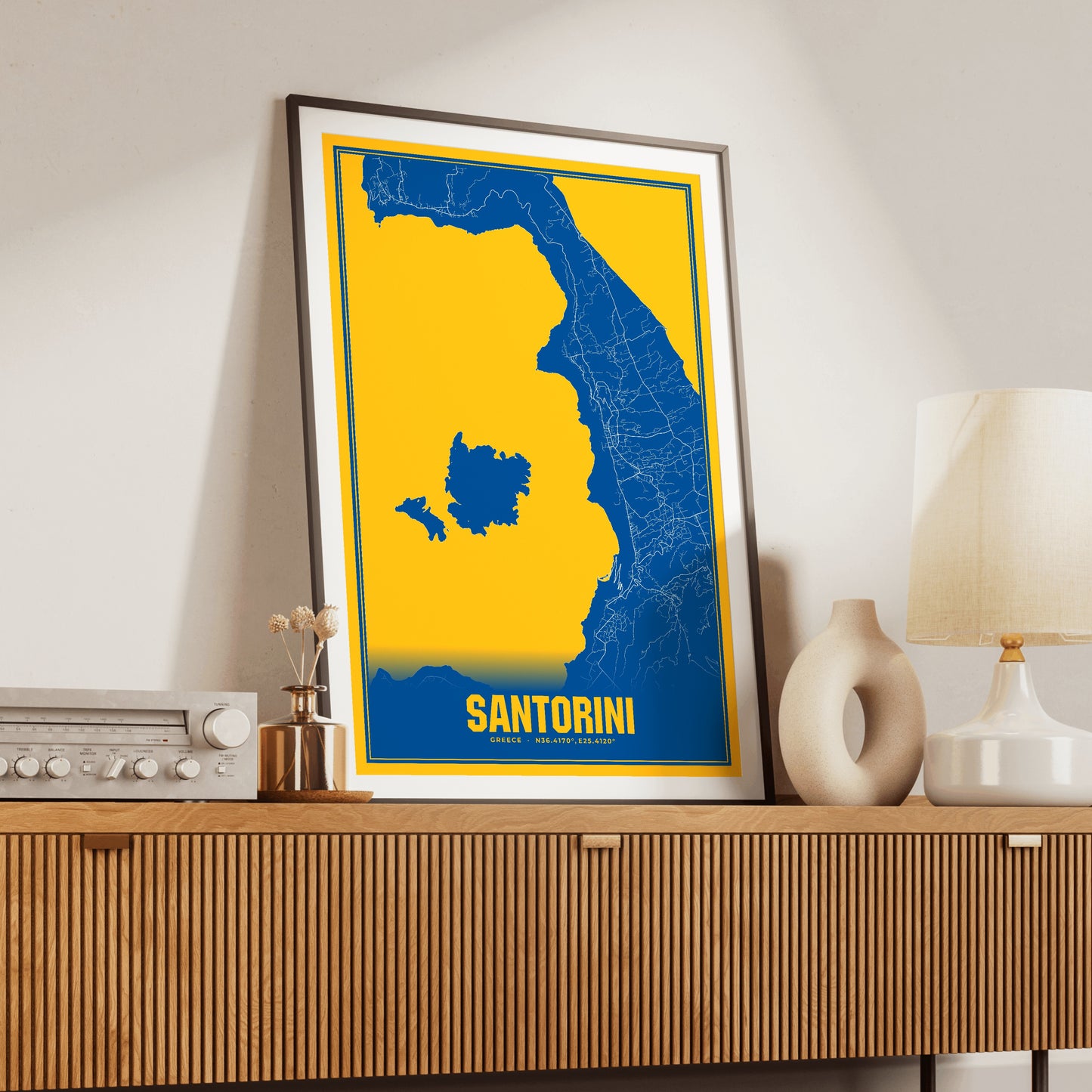 Santorini Blockbuster Map Poster